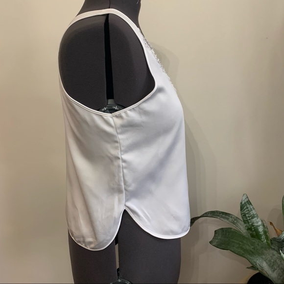 VTG Colombine white satin tank with lace and beads - Picture 3 of 6